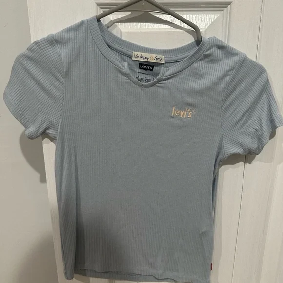 Levi's Women's Light Blue Ribbed Top - Picture 1 of 3